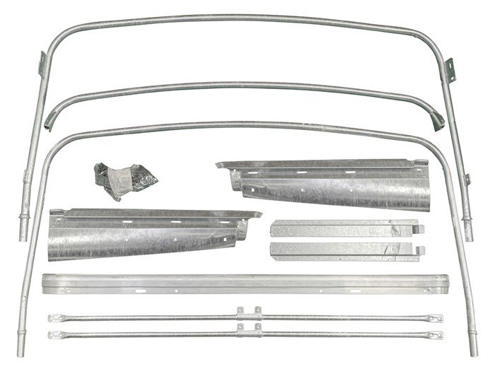 Full Canvas Tilt Hood Stick Kit – Defender 90 up to 2000 with a round header rail