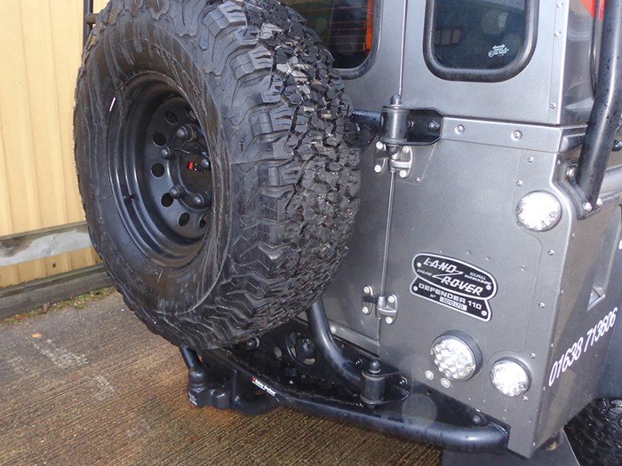 Safety Devices Swing-Away Spare Wheel Carrier – Defender 1983–2016 Hard Top / Station Wagon