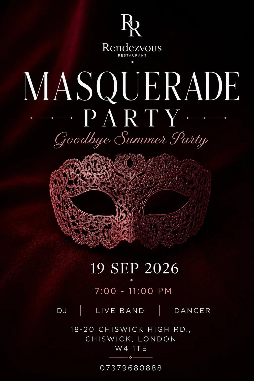 π MASQUERADE PARTY πGoodbye Summer Party at Rendezvous