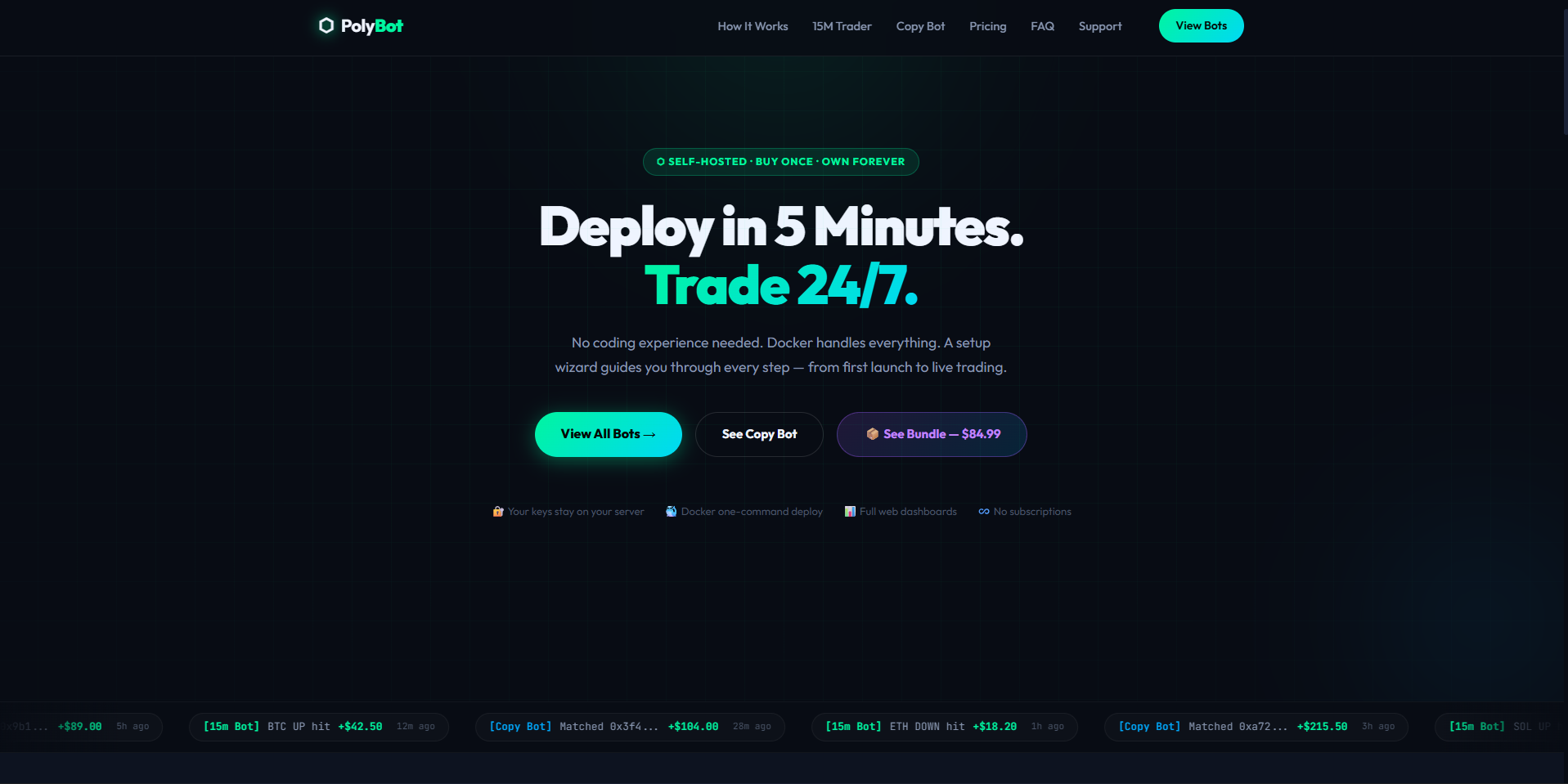 PolyBot — Automated Polymarket Trading Bots screenshot