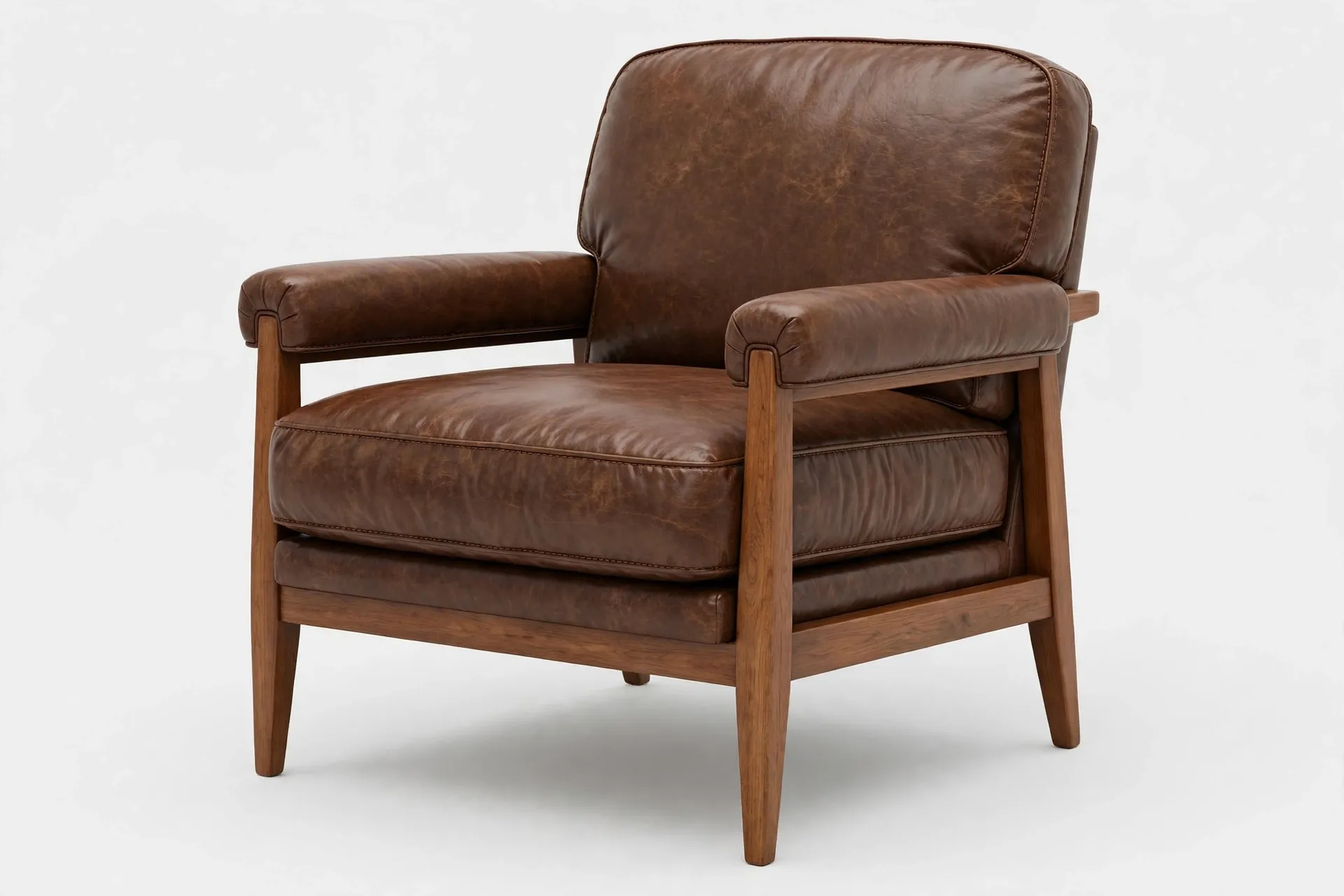 Brown Leather Accent Armchair