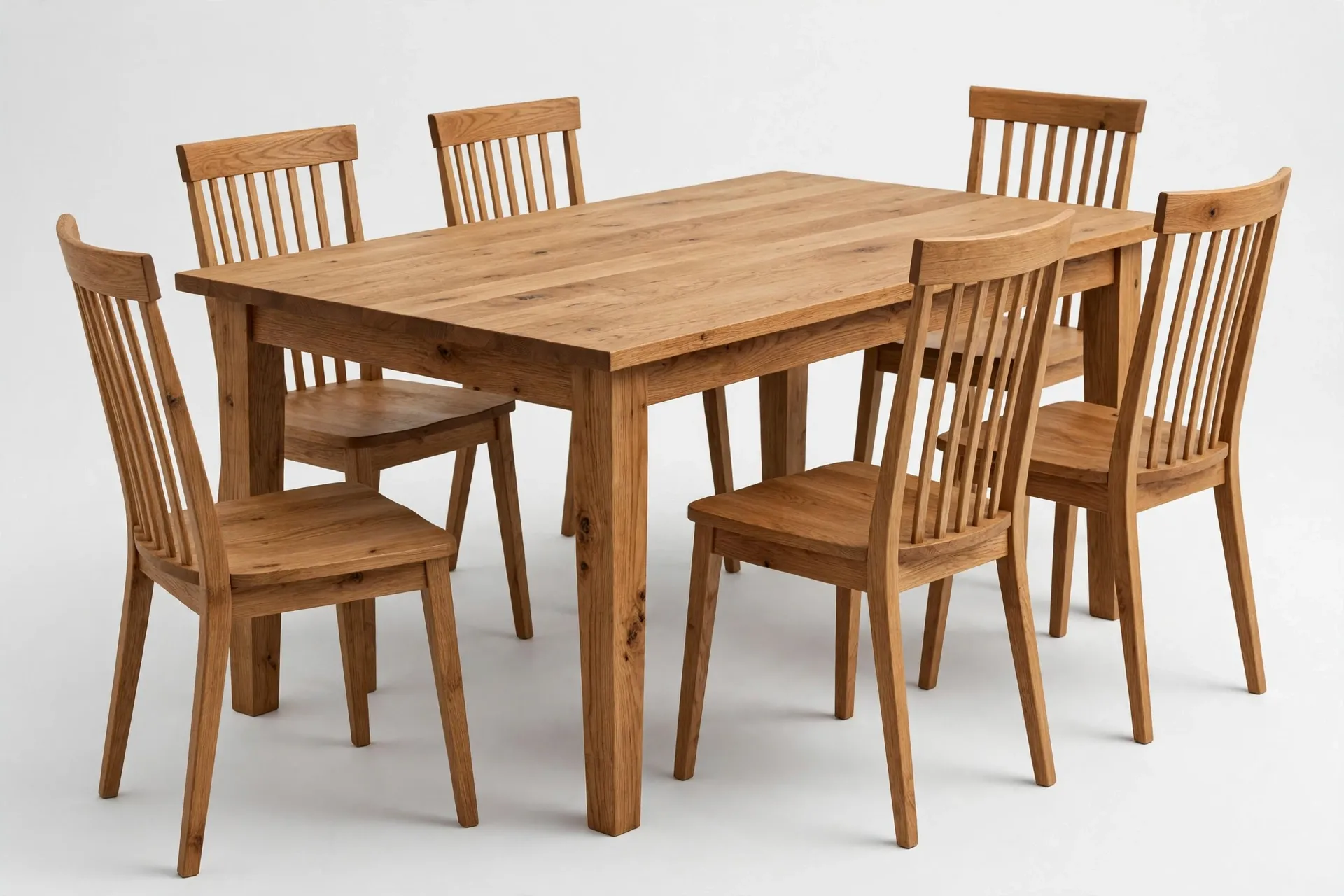 Solid Oak Dining Table with 6 Chairs