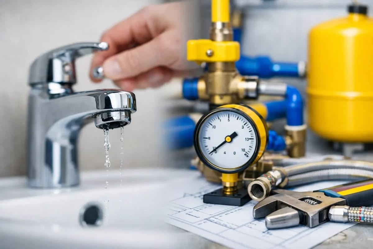 Low water pressure in a Lahore home with plumbing issues