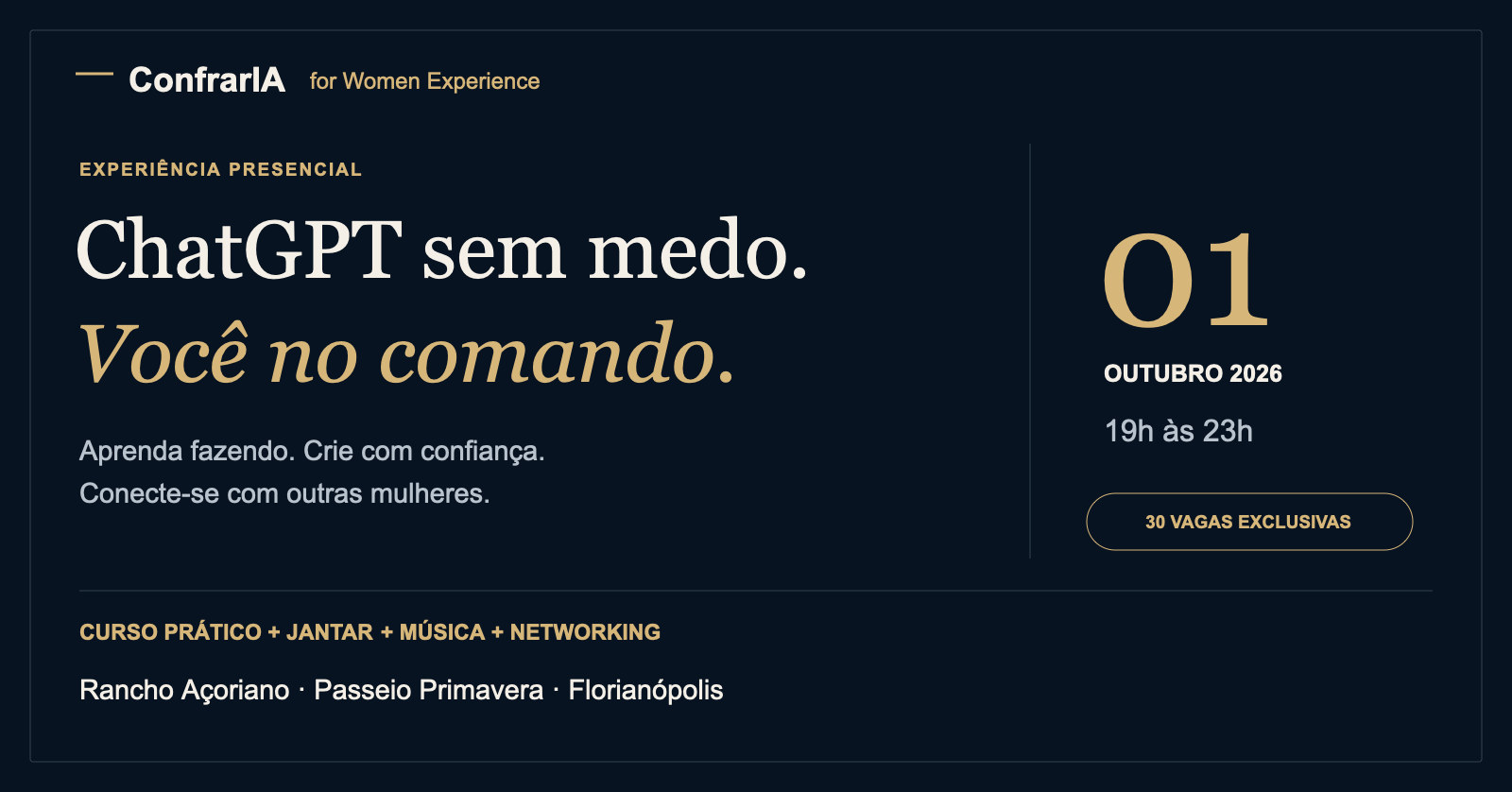 ConfrarIA for Women Experience ChatGPT sem Medo