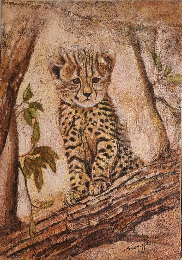 Peaceful Pause – portrait-format original artwork by Ssegujja Godfrey