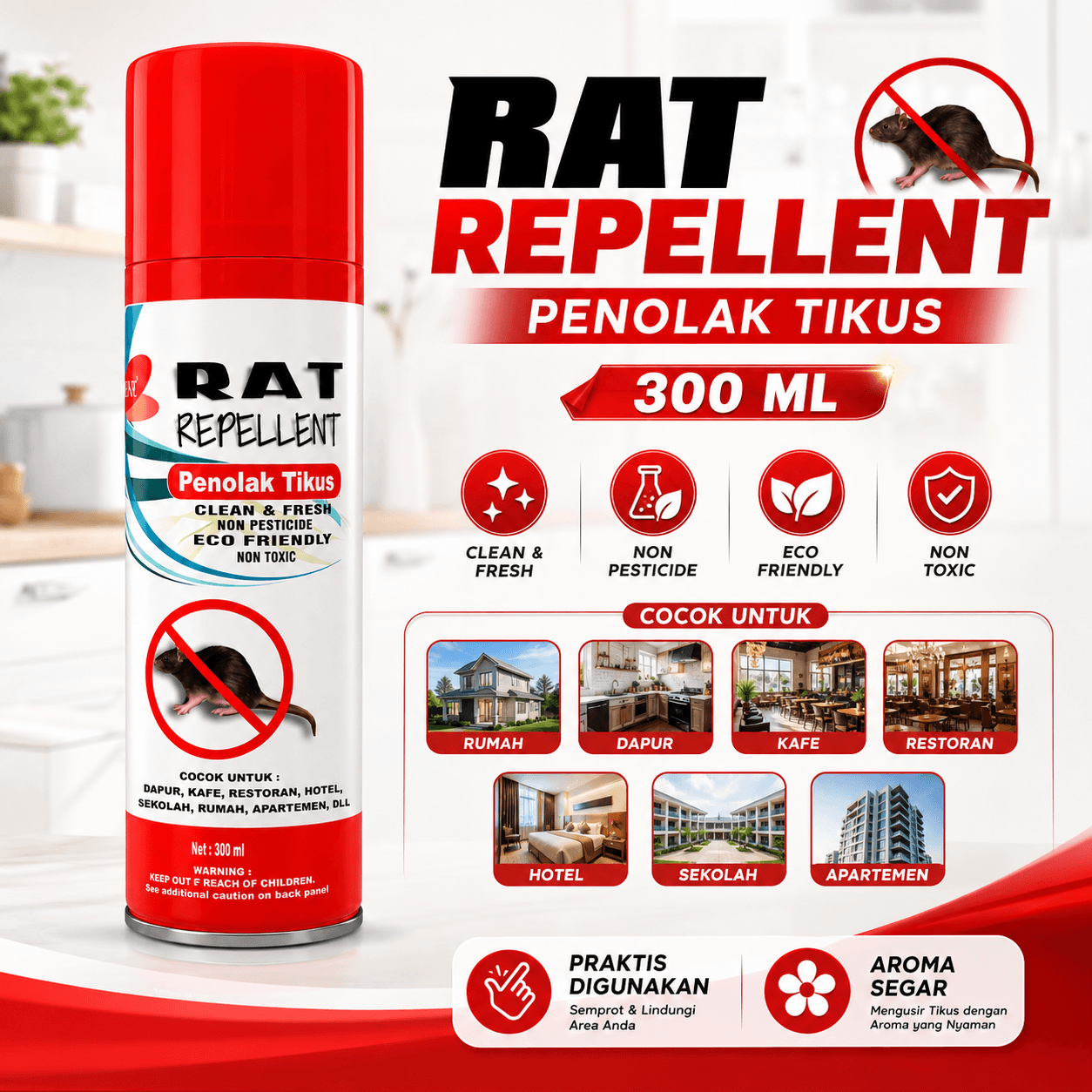 ZONE Anti Rat Anti Tikus Mobil & Ruangan 300ML - ZONE
