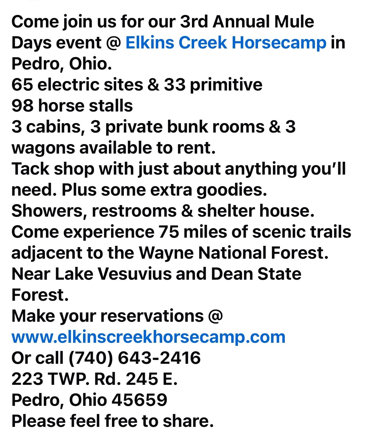 Elkins Creek Mule Days